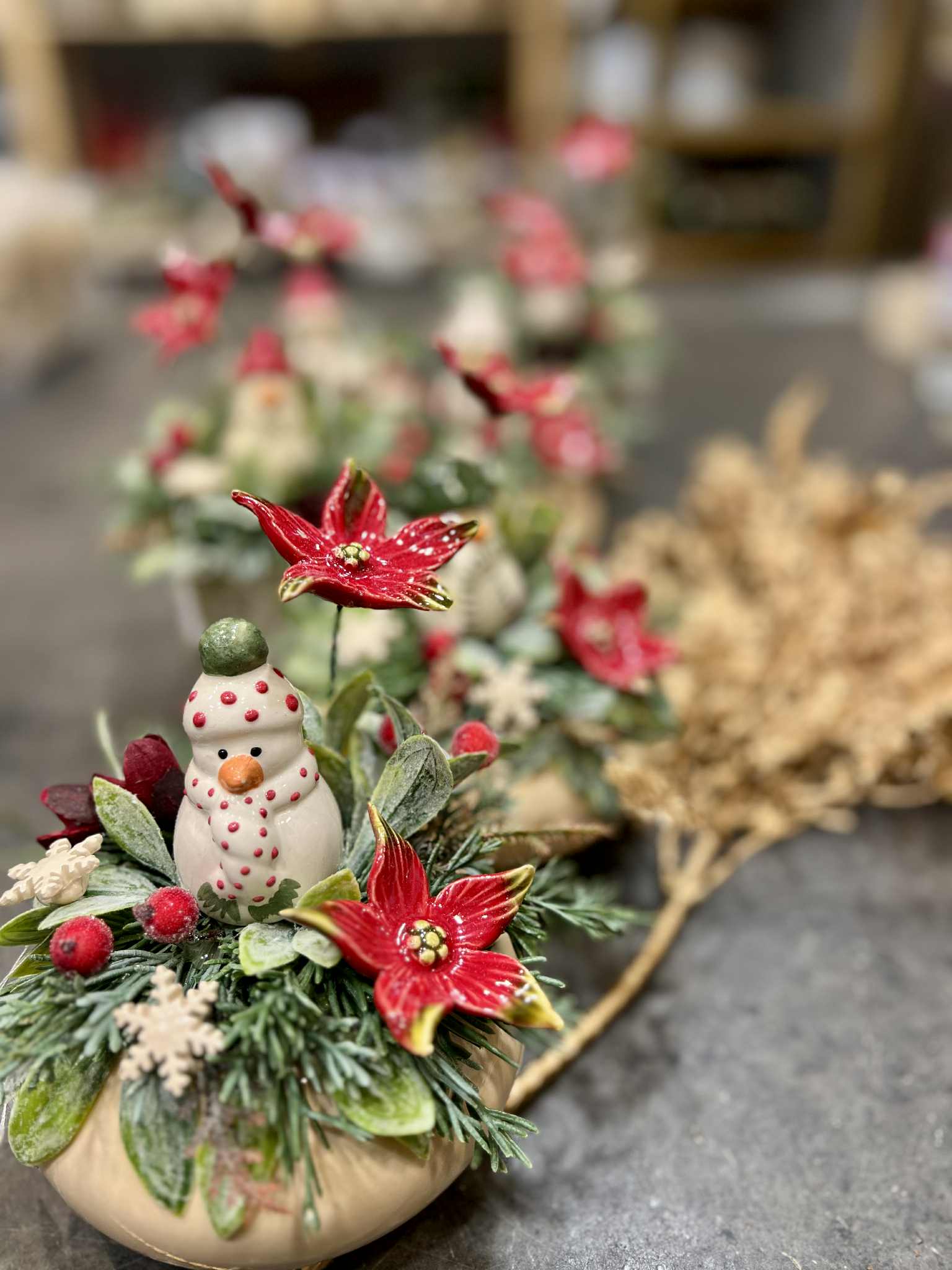 Weihnachtsdekoration mit Schneemannfigur