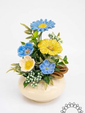 Mittelgroße Tischdekoration mit Schmuckkörbchen - Blau