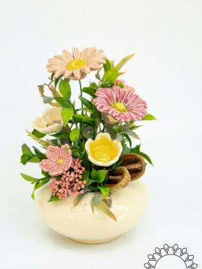 Mittelgroße Tischdekoration mit Schmuckkörbchen - Rosa