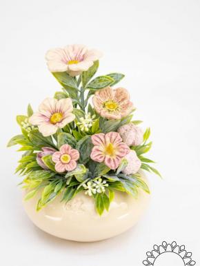 Mittelgroße Tischdekoration mit Blütenkirsche - Rosa