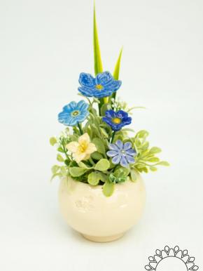 Mini-Tischdekoration mit Leinblume - Blau