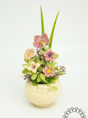 Mini-Tischdekoration mit Leinblume - Rosa