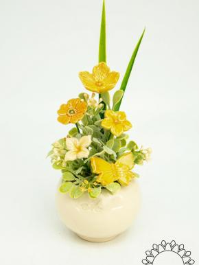 Mini Tischdekoration mit Schmetterling - Gelb