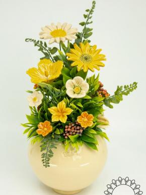 Große Tischdekoration mit Hibiskus - Gelb