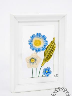 Blumenbild mit Tausendschön - Blau