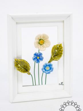 Blumenbild mit Hahenfuß - Blau
