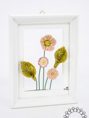 Blumenbild mit Hahenfuß - Rosa