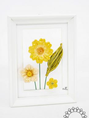 Blumenbild mit Tausendschön - Gelb