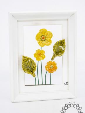 Blumenbild mit Hahenfuß - Gelb