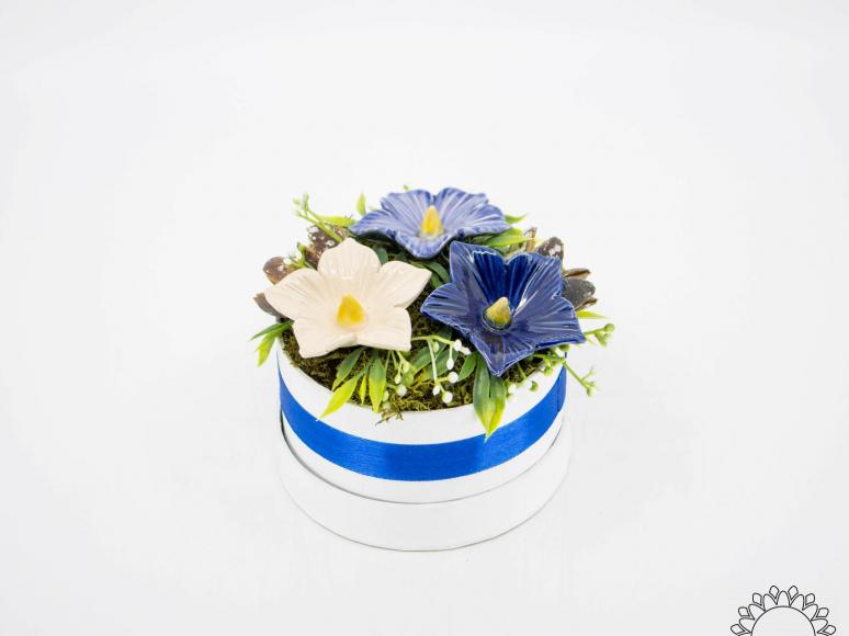 Blumenbox mit Malven - Blau