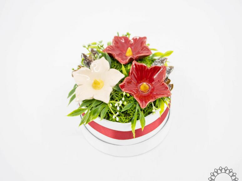Blumenbox mit Malven - Rot
