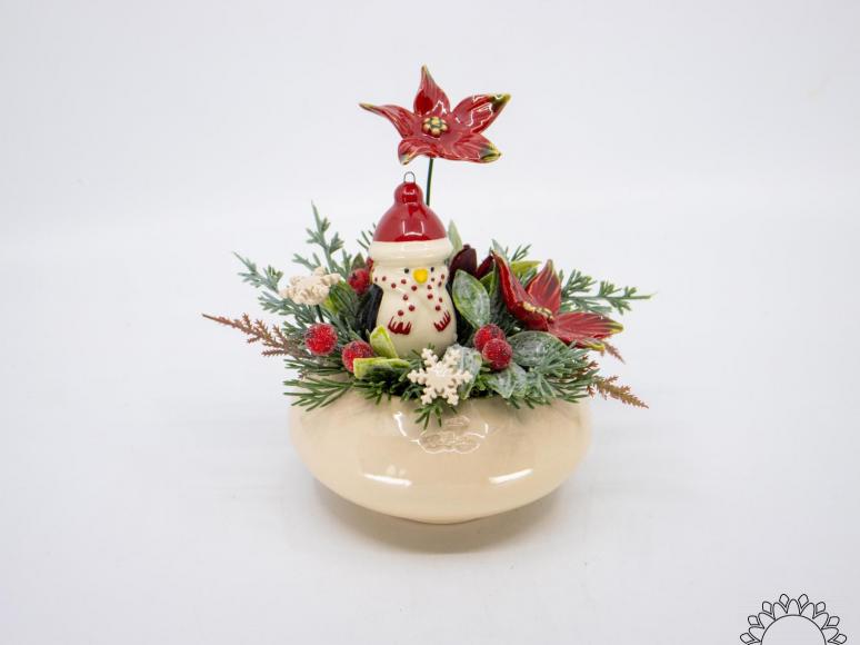 Mittelgroße Weihnachts-Tischdekoration mit Pinguin