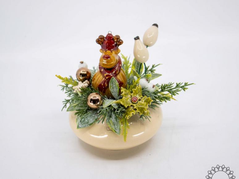 Mittelgroße Weihnachts-Tischdekoration mit Rentier