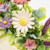 Ovale Tischdekoration - Lila Blumen