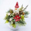 Kleine Weihnachts-Tischdekoration mit Schneemann - Rot