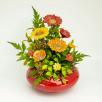 Große Tischdekoration mit Dekosonnenblumen - Rot