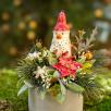 Kleine Weihnachts-Tischdekoration mit Schneemann - Rot