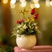 Weihnachts-Tischdekoration mit Hagebutte - Rot