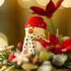 Mittelgroße Weihnachts-Tischdekoration mit Schneemann - Rot