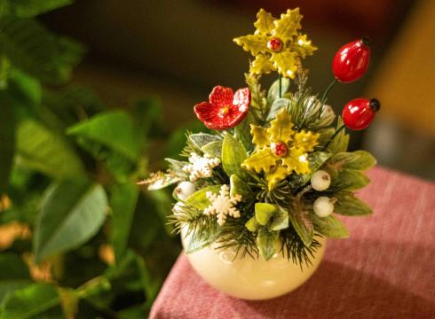Adventi asztaldísz kézműves kerámiából