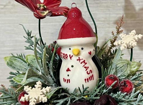 Kézzel készített kerámia pingvin figura